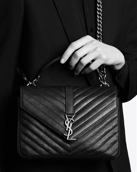 ysl classic medium college bag in black matelasse leather|saint laurent medium flap ysl.